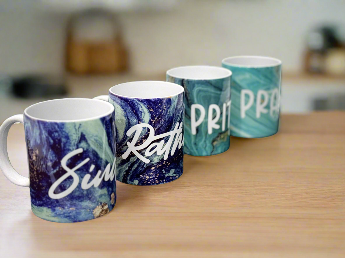 Family pack: 4 custom text mugs