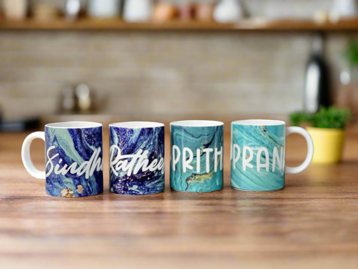 Family pack: 4 custom text mugs